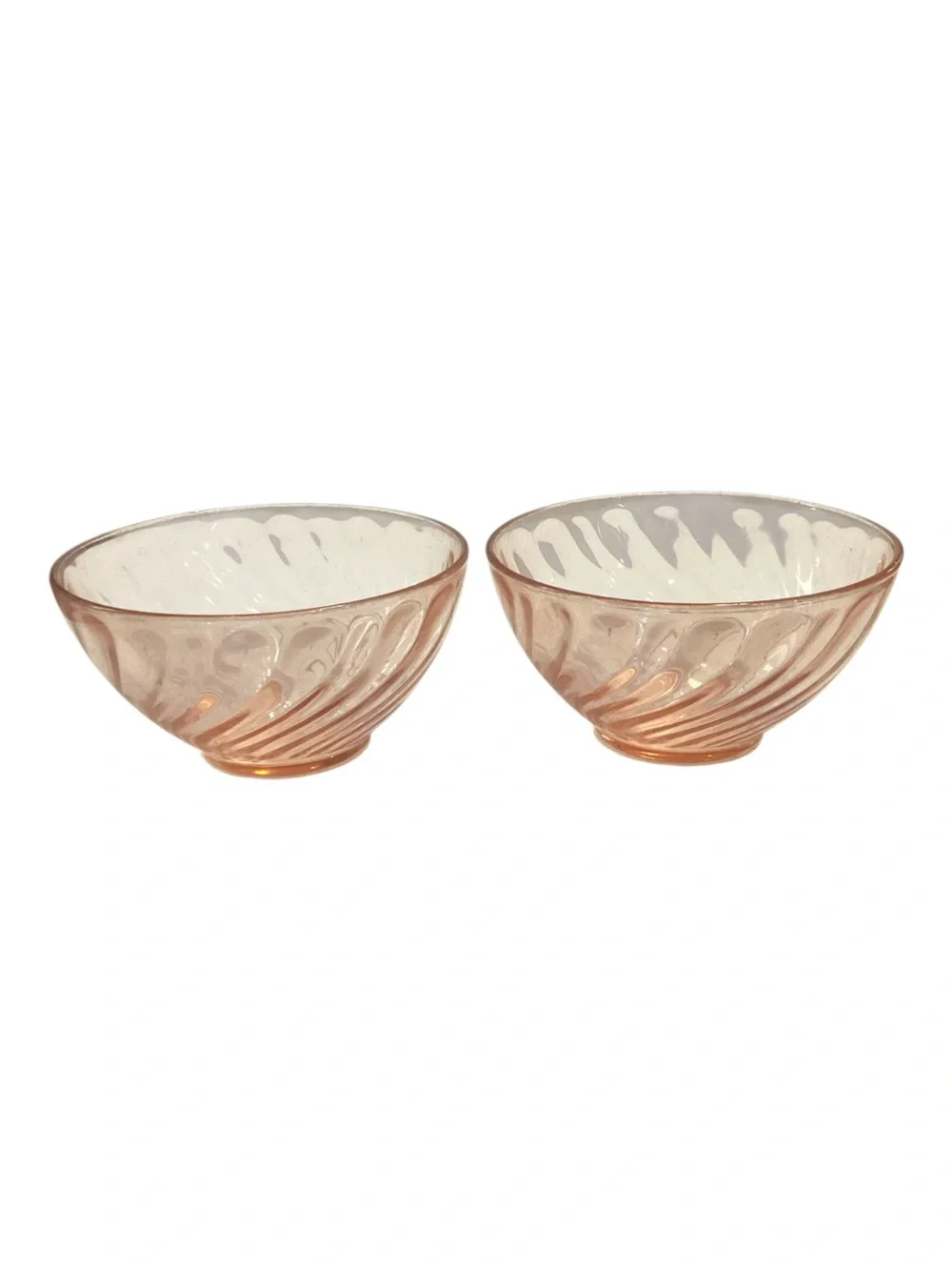 Vintage Arcoroc Rosaline Pink Swirl Glass Bowls Set of 2 France